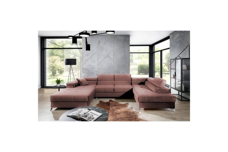 Hörnsoffa Eltap Eduardo 337x205x88 cm - Kronos 29, Rosa, Höger - Möbler - Soffa - Bäddsoffa - Bäddsoffa divan