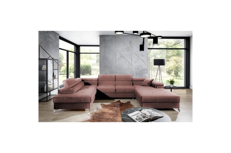 Hörnsoffa Eltap Eduardo 337x205x88 cm - Kronos 29, Rosa, Vänster - Möbler - Soffa - Bäddsoffa - Bäddsoffa divan
