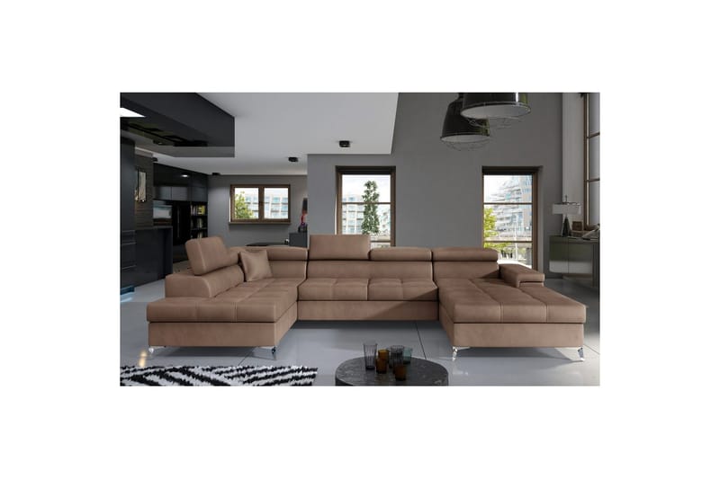 Hörnsoffa Eltap Eduardo 337x205x88 cm - Monolith 09, Mörkbeige, Vänster - Möbler - Soffa - Bäddsoffa - Bäddsoffa divan