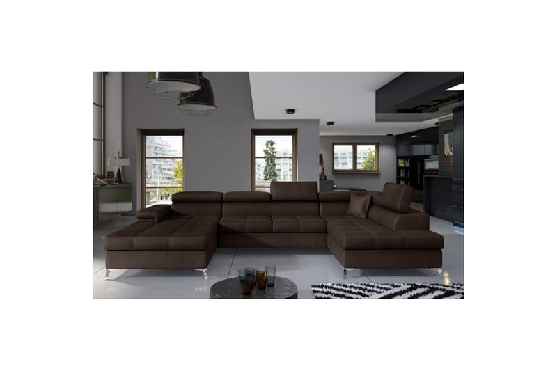 Hörnsoffa Eltap Eduardo 337x205x88 cm, Monolith 29, Mörkbrun, Höger