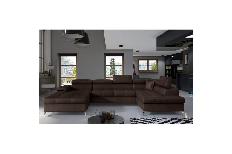 Hörnsoffa Eltap Eduardo 337x205x88 cm - Monolith 29, Mörkbrun, Höger - Möbler - Soffa - Bäddsoffa - Bäddsoffa divan