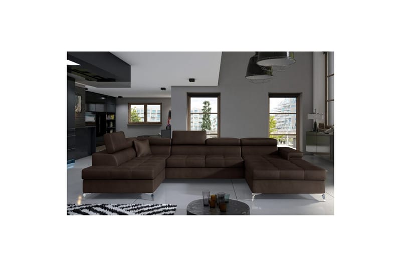 Hörnsoffa Eltap Eduardo 337x205x88 cm - Monolith 29, Mörkbrun, Vänster - Möbler - Soffa - Bäddsoffa - Bäddsoffa divan