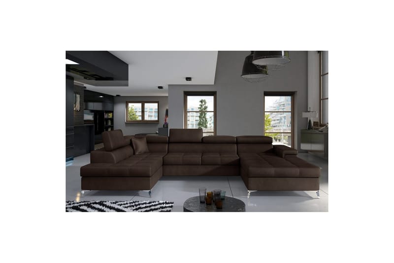 Hörnsoffa Eltap Eduardo 337x205x88 cm - Monolith 29, Mörkbrun, Vänster - Möbler - Soffa - Bäddsoffa - Bäddsoffa divan