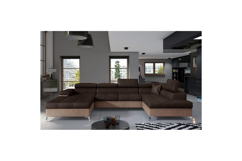 Hörnsoffa Eltap Eduardo 337x205x88 cm - Monolith 29, Monolith 09, Brun, Mörkbeige, Höger - Möbler - Soffa - Bäddsoffa - Bäddsoffa divan