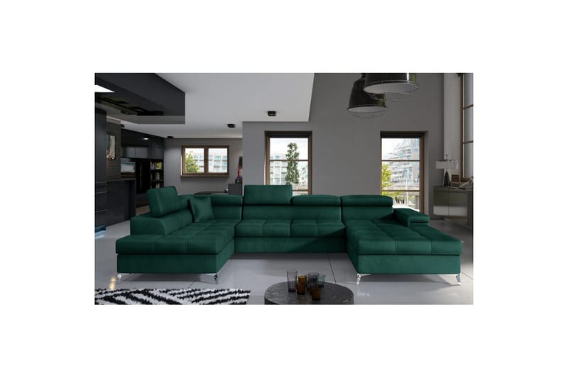 Hörnsoffa Eltap Eduardo 337x205x88 cm - Monolith 37, Grön, Vänster - Möbler - Soffa - Bäddsoffa - Bäddsoffa divan