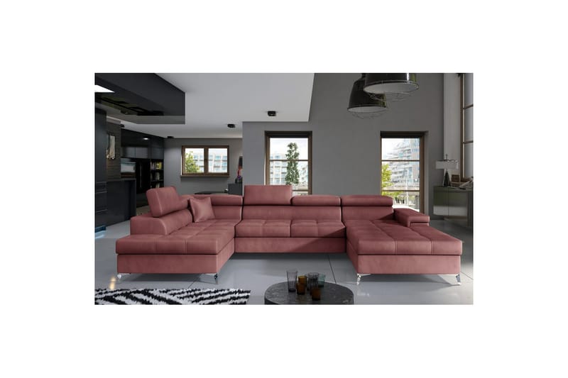 Hörnsoffa Eltap Eduardo 337x205x88 cm - Monolith 63, Rosa, Vänster - Möbler - Soffa - Bäddsoffa - Bäddsoffa divan