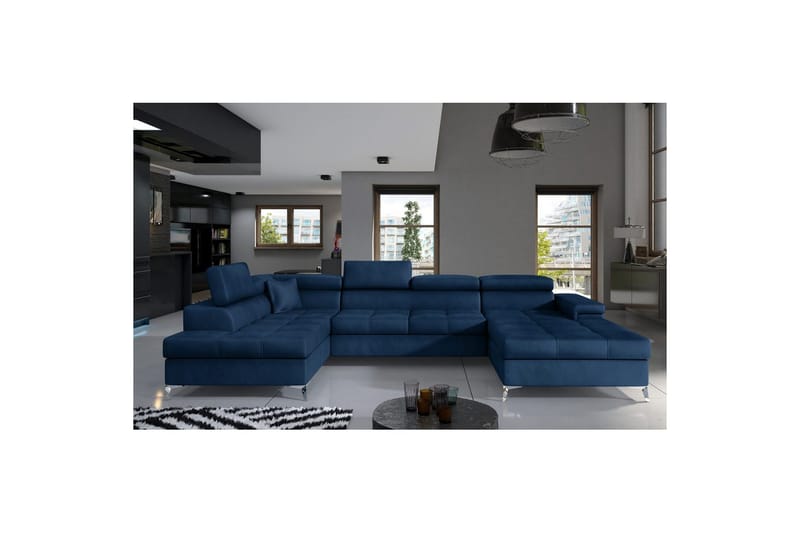 Hörnsoffa Eltap Eduardo 337x205x88 cm, Monolith 77, Blå, Vänster