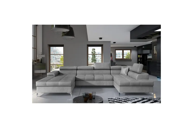 Hörnsoffa Eltap Eduardo 337x205x88 cm, Monolith 84, Ljusgrå, Höger