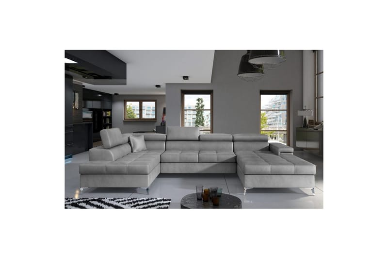 Hörnsoffa Eltap Eduardo 337x205x88 cm - Monolith 84, Ljusgrå, Vänster - Möbler - Soffa - Bäddsoffa - Bäddsoffa divan