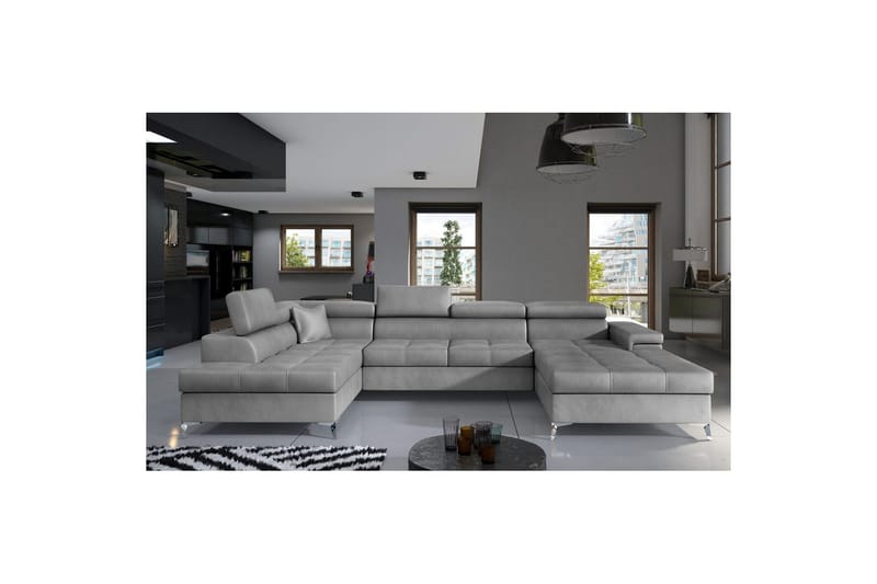 Hörnsoffa Eltap Eduardo 337x205x88 cm, Monolith 84, Ljusgrå, Vänster