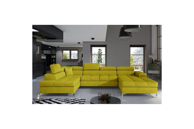 Hörnsoffa Eltap Eduardo 337x205x88 cm - Omega 68, Gul, Vänster - Möbler - Soffa - Bäddsoffa - Bäddsoffa divan