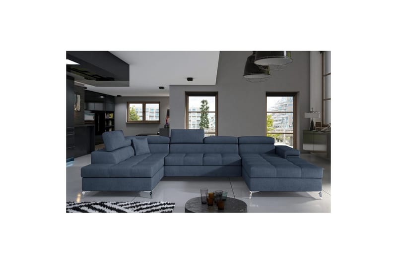 Hörnsoffa Eltap Eduardo 337x205x88 cm - Omega 86, Blå, Vänster - Möbler - Soffa - Bäddsoffa - Bäddsoffa divan
