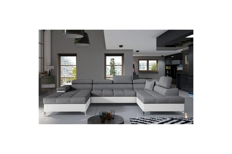 Hörnsoffa Eltap Eduardo 337x205x88 cm - Sawana 05, Soft 17, Grå, Vit, Höger - Möbler - Soffa - Bäddsoffa - Bäddsoffa divan