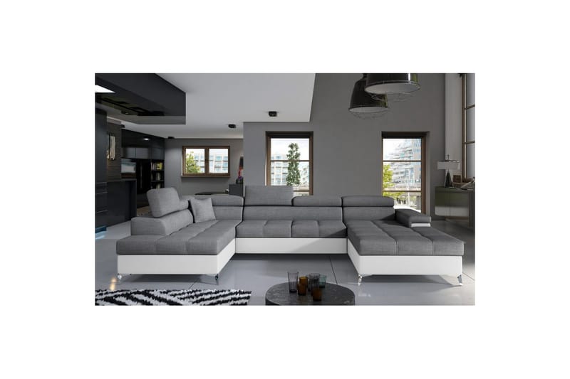 Hörnsoffa Eltap Eduardo 337x205x88 cm - Sawana 05, Soft 17, Grå, Vit, Vänster - Möbler - Soffa - Bäddsoffa - Bäddsoffa divan