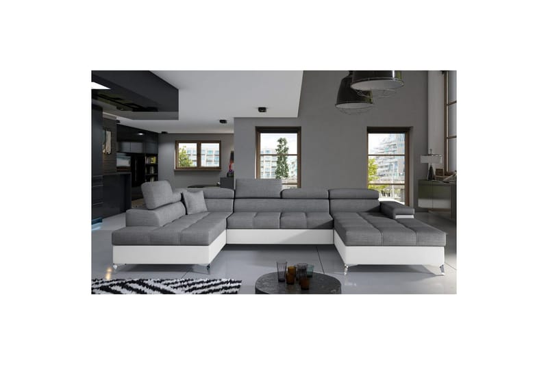 Hörnsoffa Eltap Eduardo 337x205x88 cm - Sawana 05, Soft 17, Grå, Vit, Vänster - Möbler - Soffa - Bäddsoffa - Bäddsoffa divan