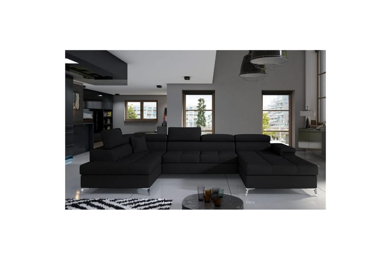 Hörnsoffa Eltap Eduardo 337x205x88 cm - Sawana 14, Svart, Vänster - Möbler - Soffa - Bäddsoffa - Bäddsoffa divan