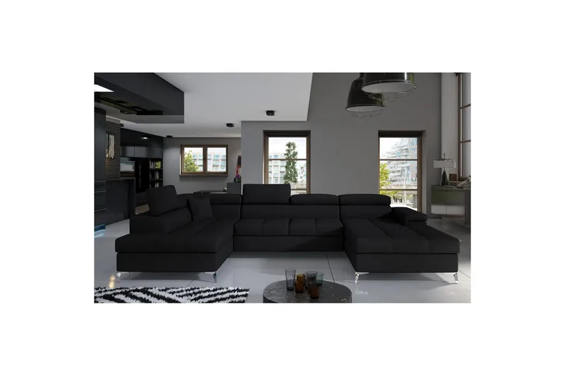 Hörnsoffa Eltap Eduardo 337x205x88 cm - Sawana 14, Svart, Vänster - Möbler - Soffa - Bäddsoffa - Bäddsoffa divan