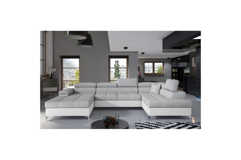 Hörnsoffa Eltap Eduardo 337x205x88 cm - Sawana 21, Soft 17, Grå, Vit, Höger - Möbler - Soffa - Bäddsoffa - Bäddsoffa divan