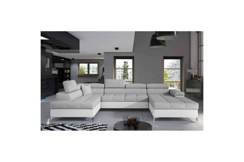 Hörnsoffa Eltap Eduardo 337x205x88 cm - Sawana 21, Soft 17, Grå, Vit, Vänster - Möbler - Soffa - Bäddsoffa - Bäddsoffa divan