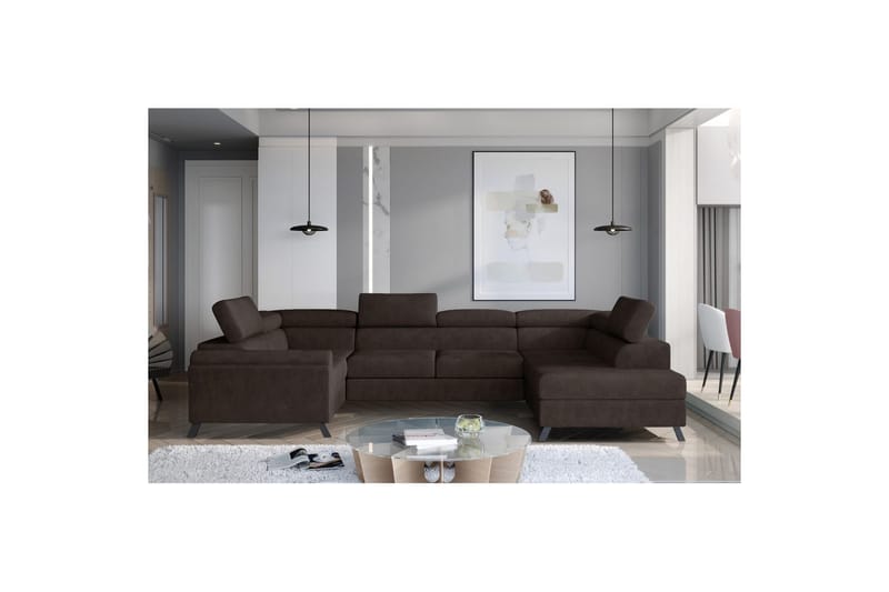 Hörnsoffa Eltap Escada 336x200x92 cm - Dora 28, Mörkbrun, Höger - Möbler - Soffa - Bäddsoffa - Hörnbäddsoffa