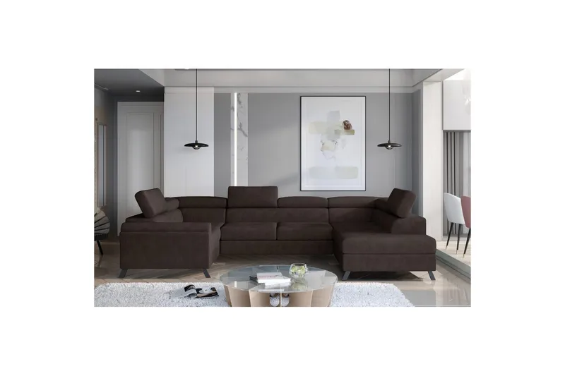 Hörnsoffa Eltap Escada 336x200x92 cm - Dora 28, Mörkbrun, Höger - Möbler - Soffa - Bäddsoffa - Hörnbäddsoffa