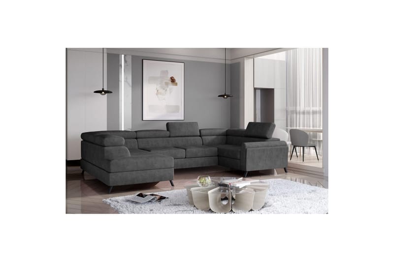 Hörnsoffa Eltap Escada 336x200x92 cm - Dora 96, Svart, Vänster - Möbler - Soffa - Bäddsoffa - Hörnbäddsoffa