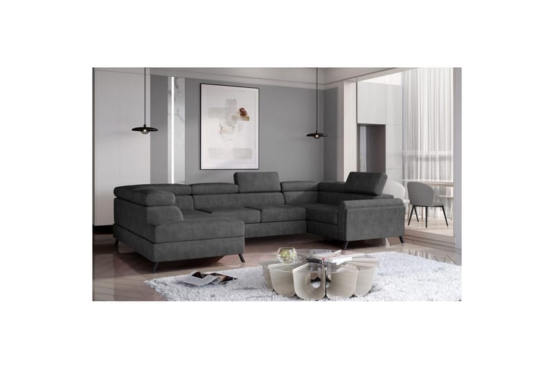 Hörnsoffa Eltap Escada 336x200x92 cm, Dora 96, Svart, Vänster