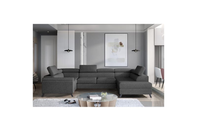 Hörnsoffa Eltap Escada 336x200x92 cm - Inari 96, Mörkgrå, Höger - Möbler - Soffa - Bäddsoffa - Hörnbäddsoffa