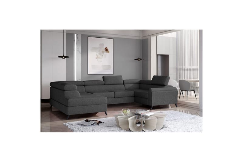 Hörnsoffa Eltap Escada 336x200x92 cm - Inari 96, Mörkgrå, Vänster - Möbler - Soffa - Bäddsoffa - Hörnbäddsoffa