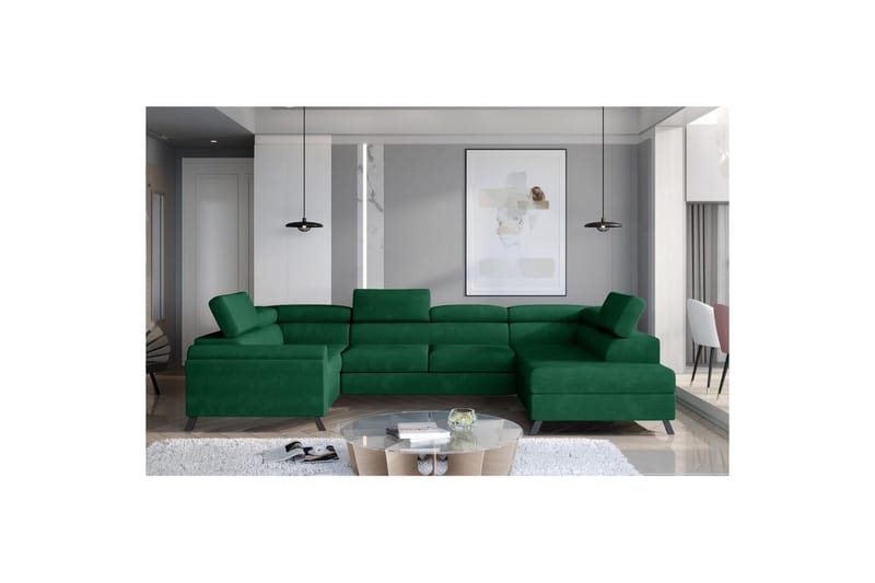 Hörnsoffa Eltap Escada 336x200x92 cm - Kronos 19, Mörkgrön, Höger - Möbler - Soffa - Bäddsoffa - Hörnbäddsoffa