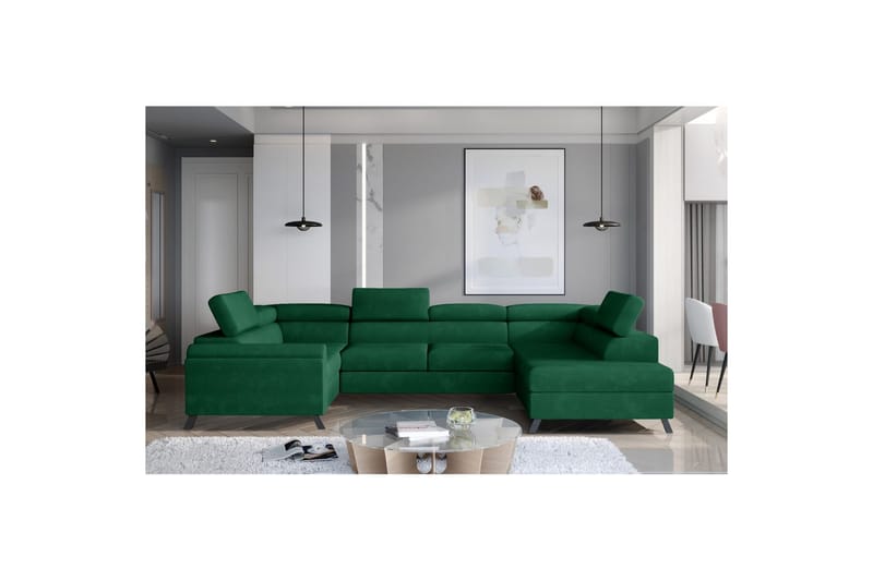 Hörnsoffa Eltap Escada 336x200x92 cm - Kronos 19, Mörkgrön, Höger - Möbler - Soffa - Bäddsoffa - Hörnbäddsoffa