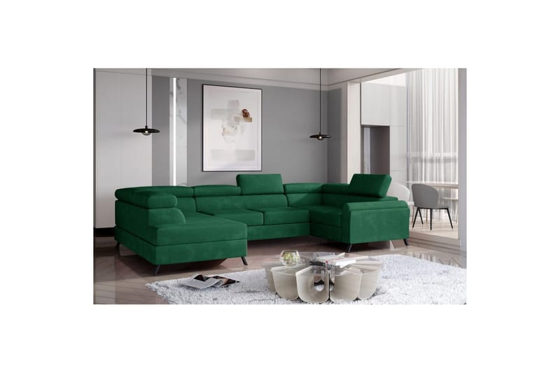 Hörnsoffa Eltap Escada 336x200x92 cm - Kronos 19, Mörkgrön, Vänster - Möbler - Soffa - Bäddsoffa - Hörnbäddsoffa
