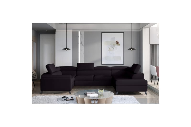 Hörnsoffa Eltap Escada 336x200x92 cm - Mat Sammet 99, Blå, Höger - Möbler - Soffa - Bäddsoffa - Hörnbäddsoffa