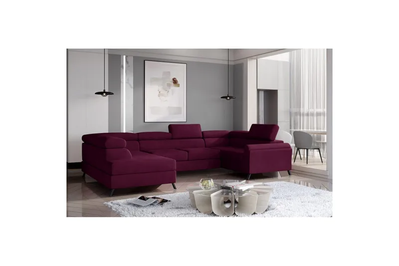 Hörnsoffa Eltap Escada 336x200x92 cm, Mat Velvet 68, Röd, Vänster