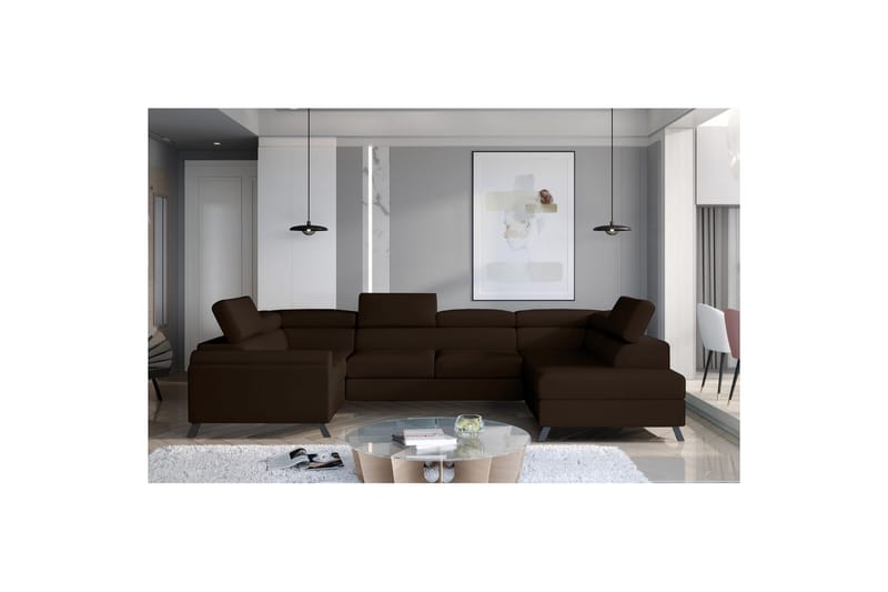 Hörnsoffa Eltap Escada 336x200x92 cm - Monolith 29, Mörkbrun, Höger - Möbler - Soffa - Bäddsoffa - Hörnbäddsoffa