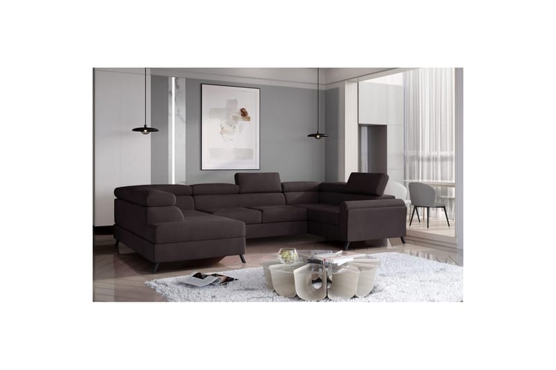 Hörnsoffa Eltap Escada 336x200x92 cm - Monolith 29, Mörkbrun, Vänster - Möbler - Soffa - Bäddsoffa - Hörnbäddsoffa