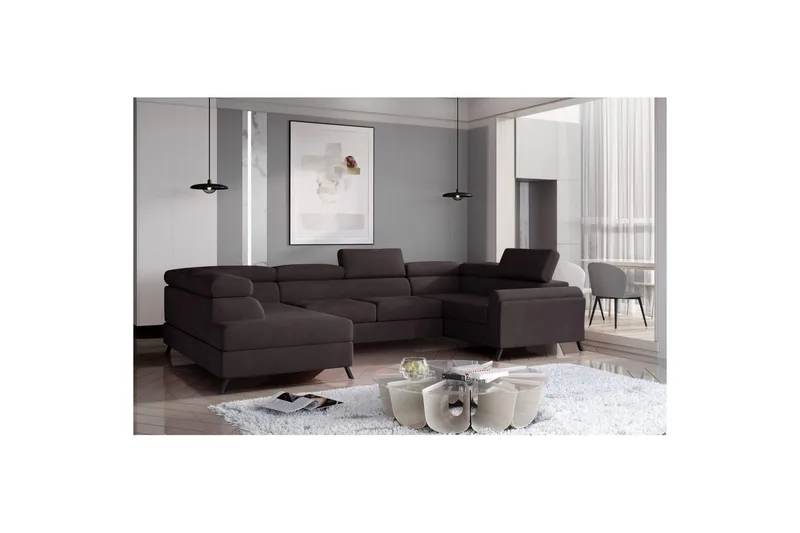 Hörnsoffa Eltap Escada 336x200x92 cm - Monolith 29, Mörkbrun, Vänster - Möbler - Soffa - Bäddsoffa - Hörnbäddsoffa