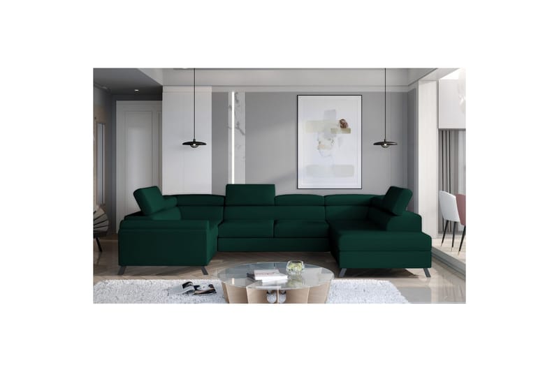 Hörnsoffa Eltap Escada 336x200x92 cm - Monolith 37, Grön, Höger - Möbler - Soffa - Bäddsoffa - Hörnbäddsoffa