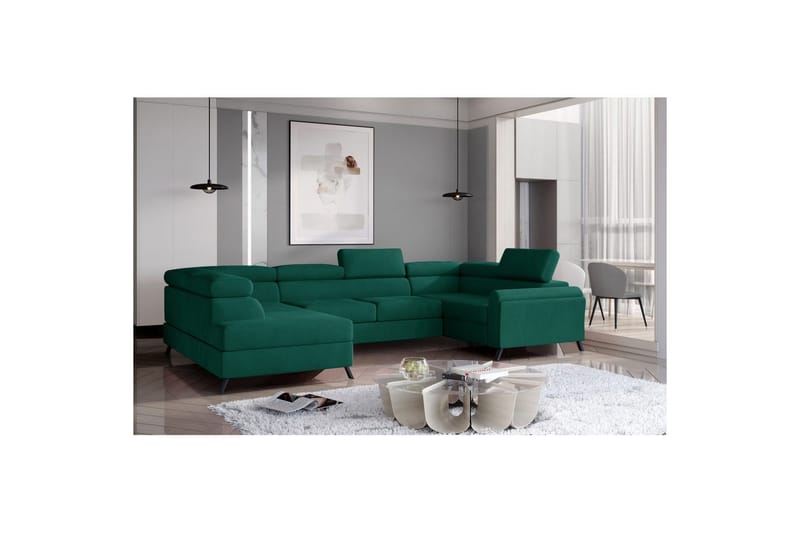 Hörnsoffa Eltap Escada 336x200x92 cm - Monolith 37, Grön, Vänster - Möbler - Soffa - Bäddsoffa - Hörnbäddsoffa