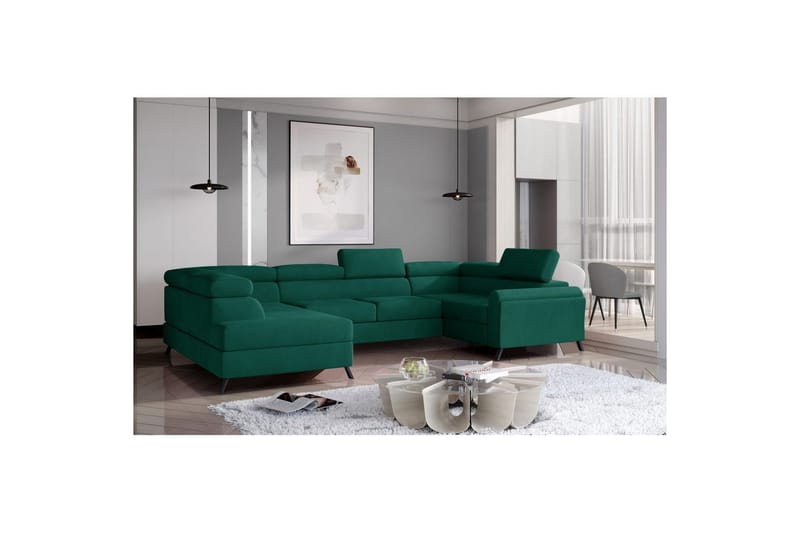 Hörnsoffa Eltap Escada 336x200x92 cm - Monolith 37, Grön, Vänster - Möbler - Soffa - Bäddsoffa - Hörnbäddsoffa