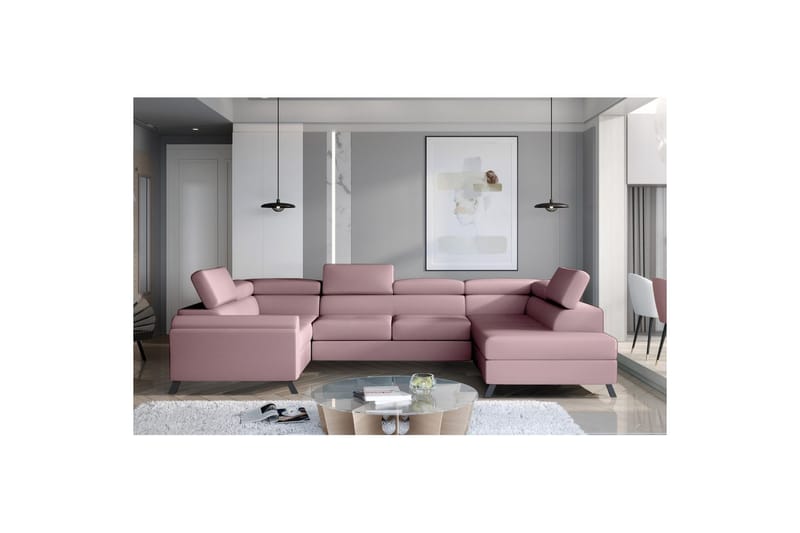 Hörnsoffa Eltap Escada 336x200x92 cm - Monolith 63, Rosa, Höger - Möbler - Soffa - Bäddsoffa - Hörnbäddsoffa