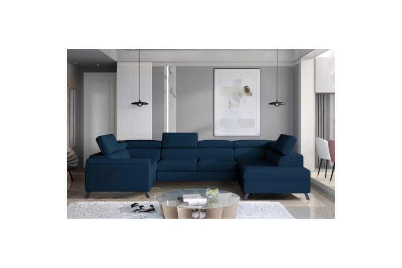 Hörnsoffa Eltap Escada 336x200x92 cm - Monolith 77, Blå, Höger - Möbler - Soffa - Bäddsoffa - Hörnbäddsoffa