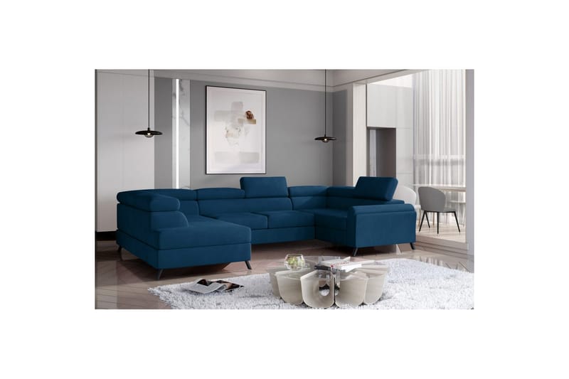 Hörnsoffa Eltap Escada 336x200x92 cm - Monolith 77, Blå, Vänster - Möbler - Soffa - Bäddsoffa - Hörnbäddsoffa
