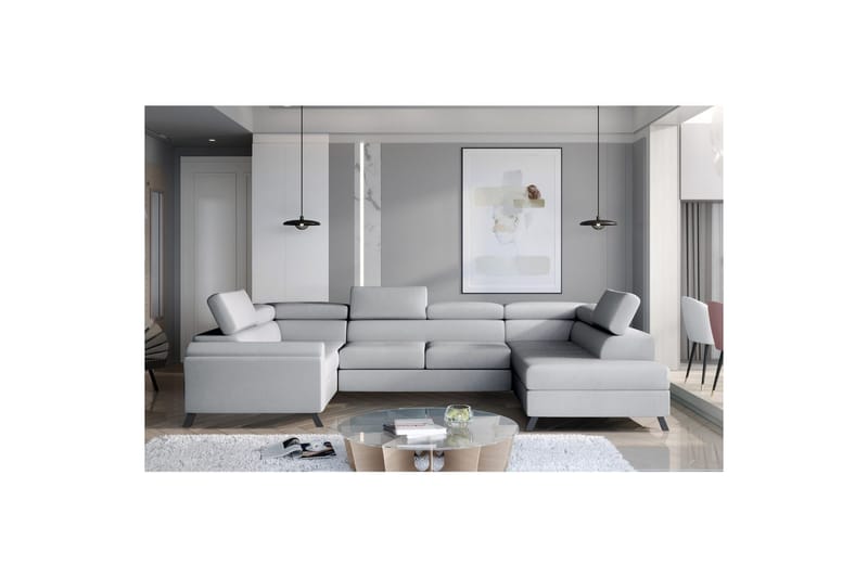 Hörnsoffa Eltap Escada 336x200x92 cm - Monolith 84, Ljusgrå, Höger - Möbler - Soffa - Bäddsoffa - Hörnbäddsoffa