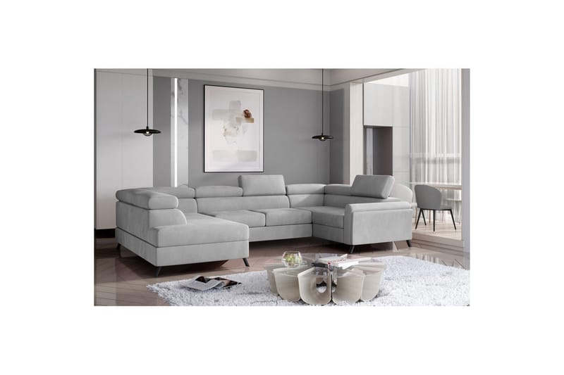 Hörnsoffa Eltap Escada 336x200x92 cm - Monolith 84, Ljusgrå, Vänster - Möbler - Soffa - Bäddsoffa - Hörnbäddsoffa