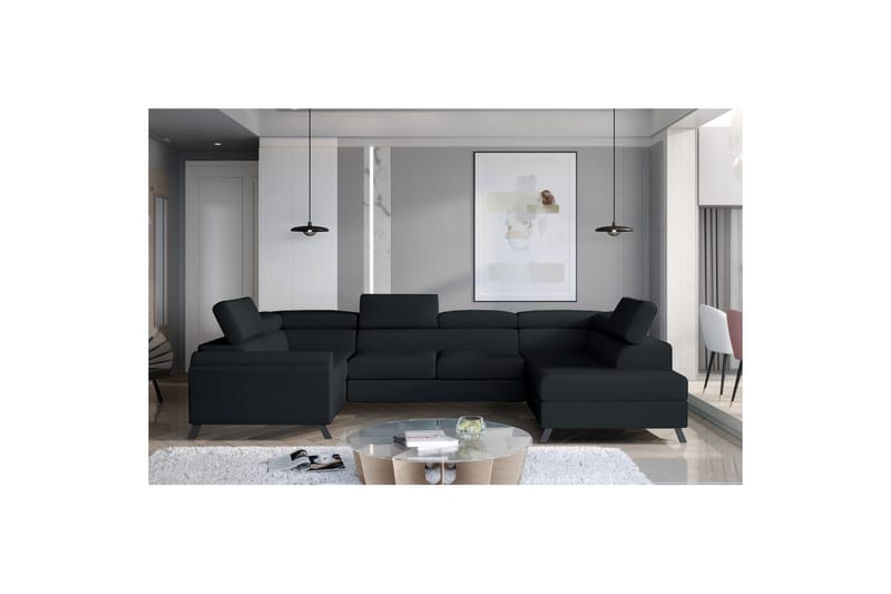Hörnsoffa Eltap Escada 336x200x92 cm - Monolith 97, Mörkgrå, Höger - Möbler - Soffa - Bäddsoffa - Hörnbäddsoffa