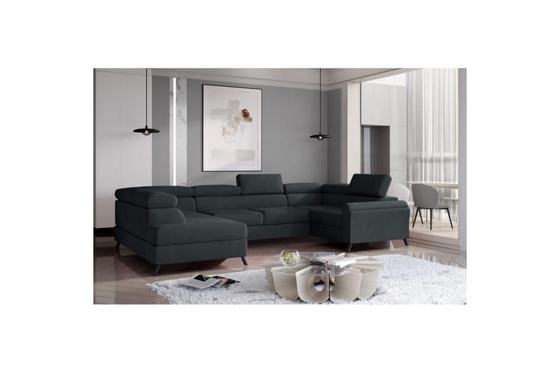 Hörnsoffa Eltap Escada 336x200x92 cm - Monolith 97, Mörkgrå, Vänster - Möbler - Soffa - Bäddsoffa - Hörnbäddsoffa