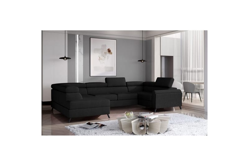Hörnsoffa Eltap Escada 336x200x92 cm - Sawana 14, Svart, Vänster - Möbler - Soffa - Bäddsoffa - Hörnbäddsoffa