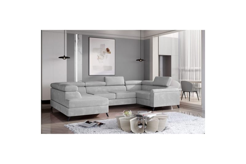 Hörnsoffa Eltap Escada 336x200x92 cm - Paros 05, Ljusgrå, Vänster - Möbler - Soffa - Bäddsoffa - Hörnbäddsoffa