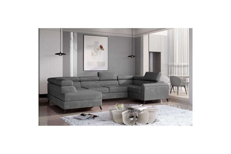 Hörnsoffa Eltap Escada 336x200x92 cm - Paros 06, Grå, Vänster - Möbler - Soffa - Bäddsoffa - Hörnbäddsoffa